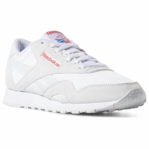 Reebok Classic Nylon TXT Turnschuhe Damen - Weiß/Blau/Rot - DE 620-VSJ